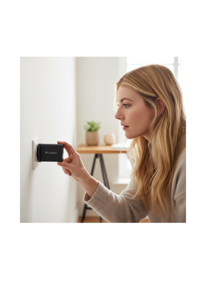 ليفور شاحن حائط ليفور GaN بقوة 65 واط مع منفذي PD وكابل USB-C إلى USB-C – LGW161-BK - Image 5